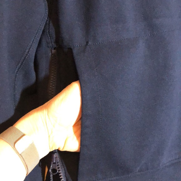 Fichette Sweatshirt Navy Front Pockets Side Zip SZ L - Picture 3 of 8